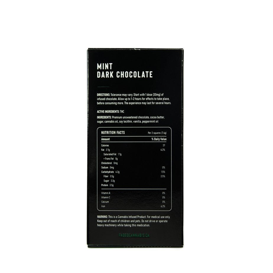 faded cannabis co. mint dark chocolate bar