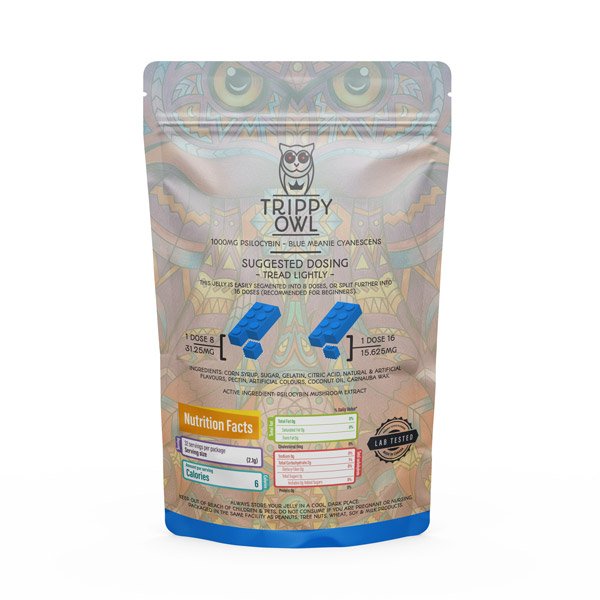 blue raspberry lego jellies – 1000mg – trippy owl