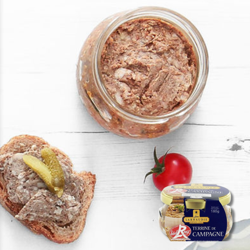 **ON SPECIAL Best Before: 06/07/24 Country Terrine Glass Jar 180g - Jean Larnaudie