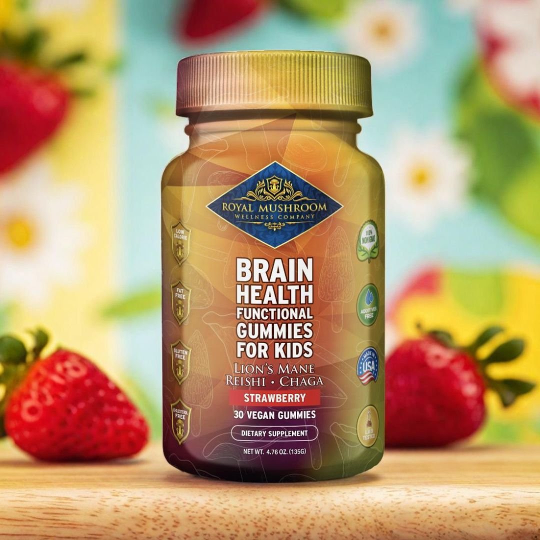 Brain Health Mushroom Mix Gummies For Kids Strawberry Flavor 30 Ct